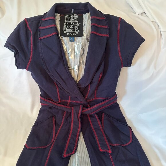 Millard Fillmore MF-13 Short Sleeve Navy Blue With Red Stitching Jacket W Sz M - Picture 1 of 13